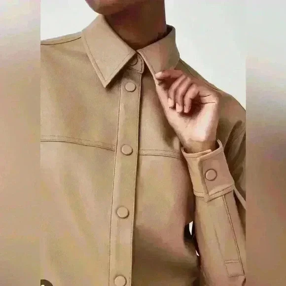 Spanx Long Sleeve Faux Leather Shirt - Picture 3 of 3